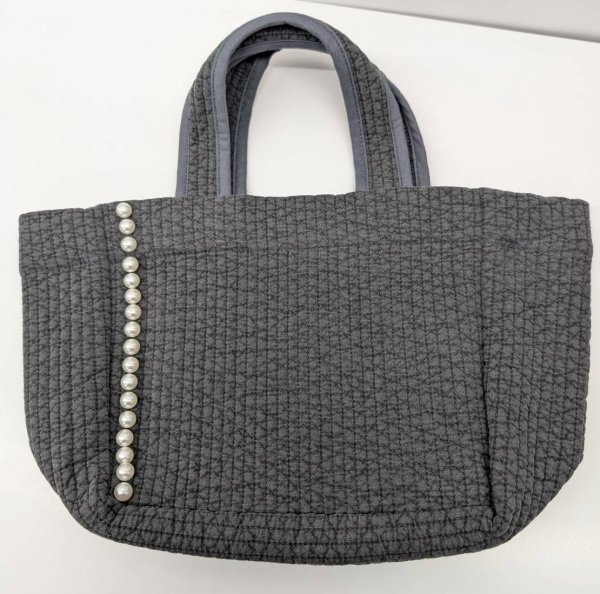 画像2: 特価！ヌビバッグ　 (누비가방)　小パール　チャコールグレイ　底板付き！ (2)