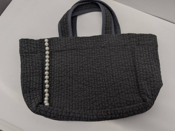 画像2: 特価！ヌビバッグ　 (누비가방)　小パール　ブラック　底板付き！ (2)