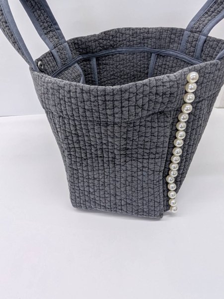 画像3: 特価！ヌビバッグ　 (누비가방)　小パール　チャコールグレイ　底板付き！ (3)